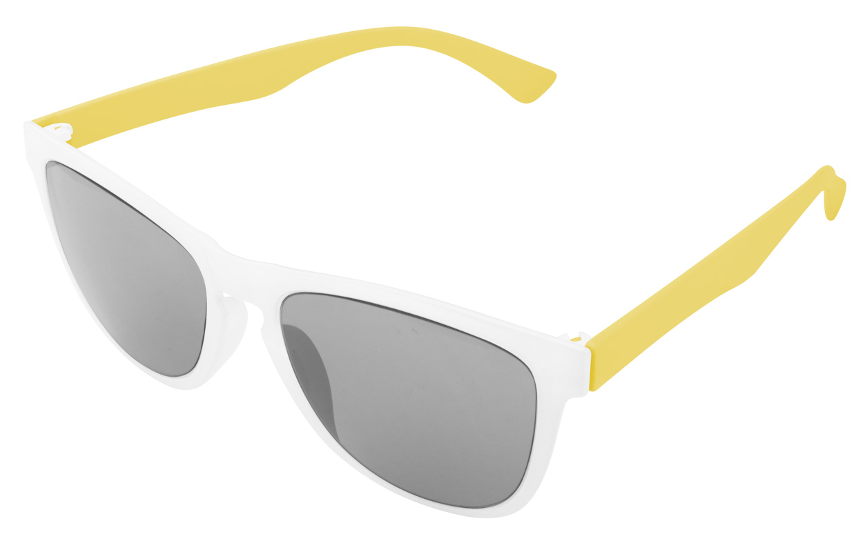 Lunette de soleil sur mesure face avant blanche et branches jaune