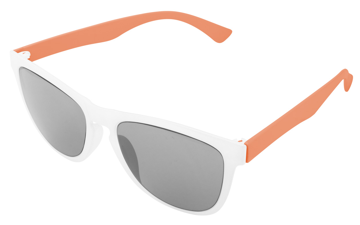 Lunette de soleil sur mesure face avant blanche et branches orange