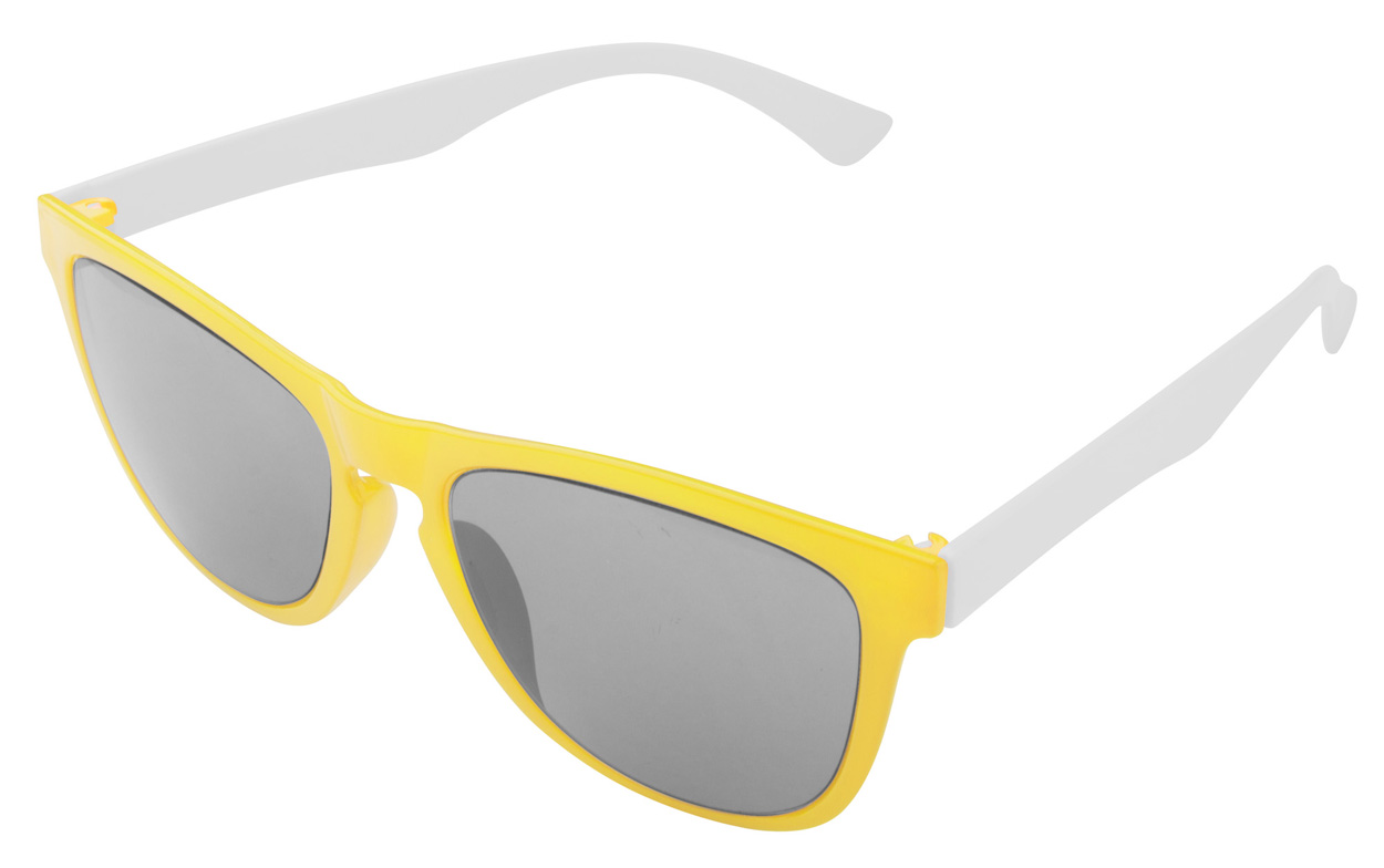 Lunette de soleil sur mesure face avant jaune et branches transparente