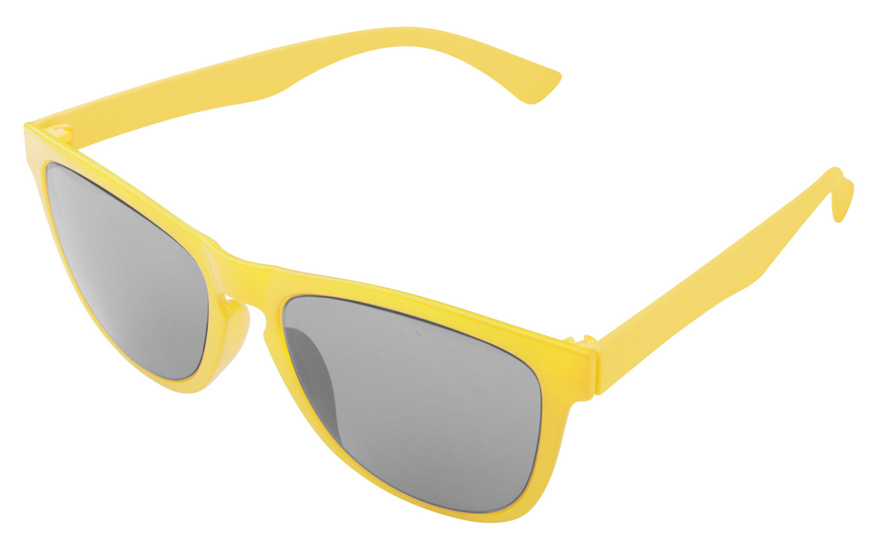 Lunette de soleil sur mesure face avant jaune et branches jaune