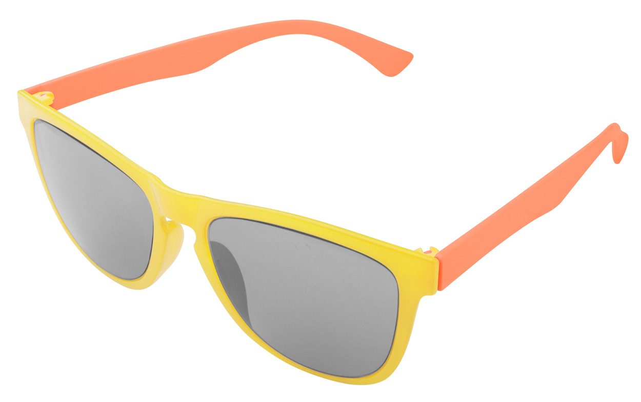 Lunette de soleil sur mesure face avant jaune et branches orange