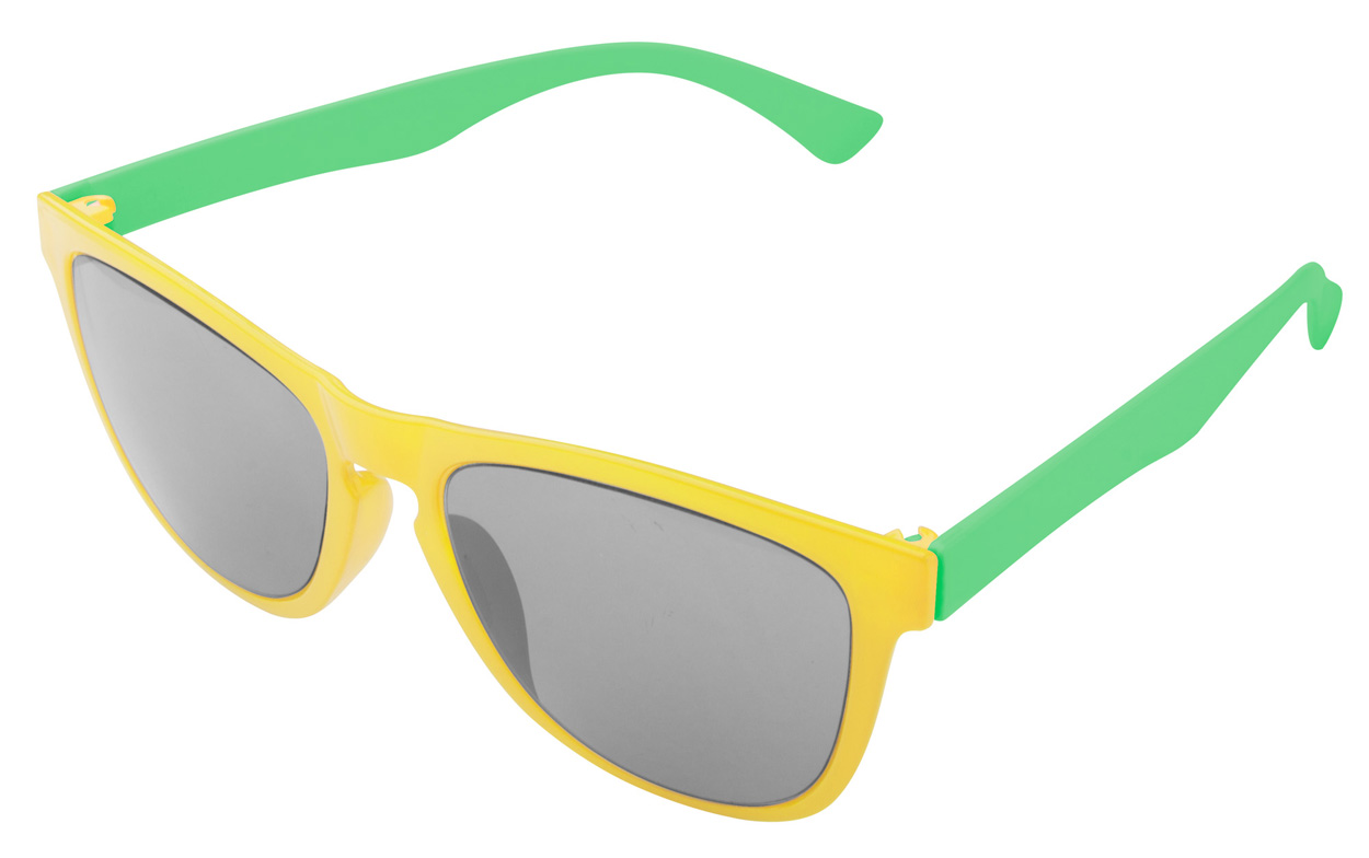 Lunette de soleil sur mesure face avant jaune et branches verte