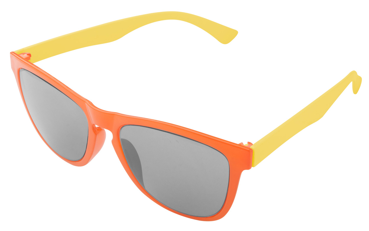 Lunette de soleil sur mesure face avant orange et branches jaune