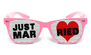 Lunettes personnalisées fantaisies just married rose