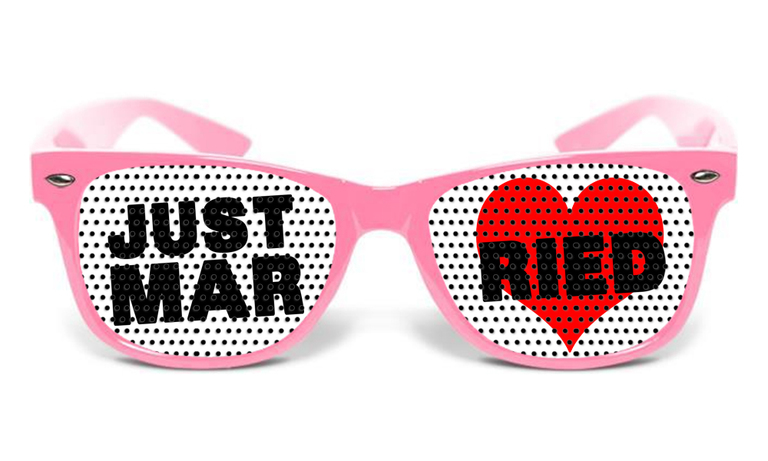 Lunettes personnalisées fantaisies just married rose