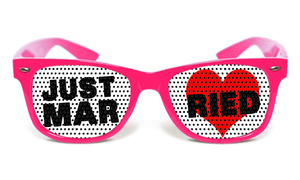 Lunettes personnalisées fantaisies just married fushia